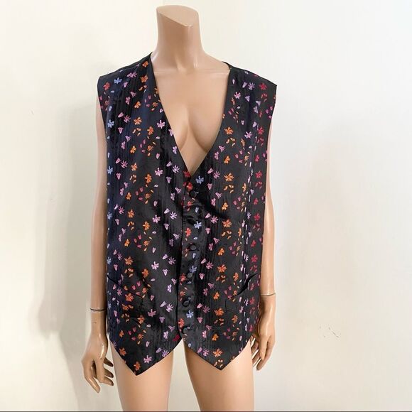 Favourbrook London Black Printed Silk Vest XL - Picture 3 of 11